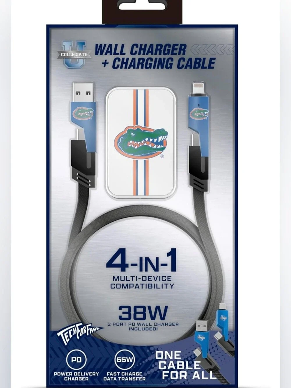 Florida Gators Collegiate Slim Wall Charger and 4 In 1 Multi Charging Cable